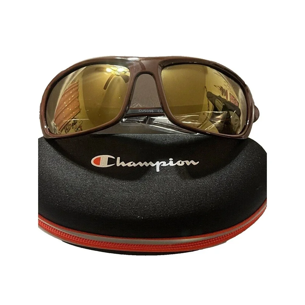 Champion Sunglasses Dark Maroon Yellow NEW
